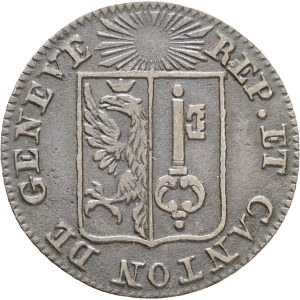 Switzerland, Genève,  Un Sol 1833, KM 120, EF-VF