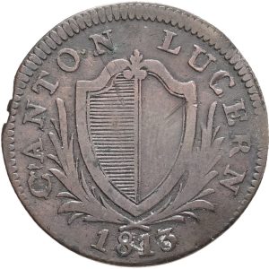 Switzerland, Luzern, 1/2 Batzen 1813, KM 106, F, edge damage.