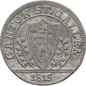 Switzerland, St. Gallen, 1 Batzen 1815, KM 110, VF