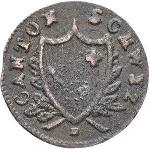 Switzerland, Schwys, 2 Rappen 1845, KM 62, VF