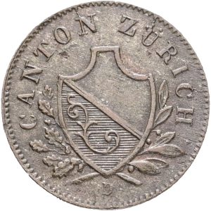 Switzerland, Zürich, 1 Rappen 1842, KM 194, EF-VF