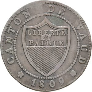 Switzerland, Vaud, 1/2 Batzen 1809, KM 6, VF, spot on the reverse.