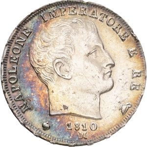 Italy, Napoleonic Kingdom, Napoleon I, 1 Lira 1810, Milano Pag 43, C 8, UNC, Prooflike, a few traces og handling.