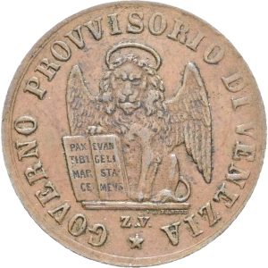 Italy, Venice, 1 Centisimo 1849, KM 807, EF-VF