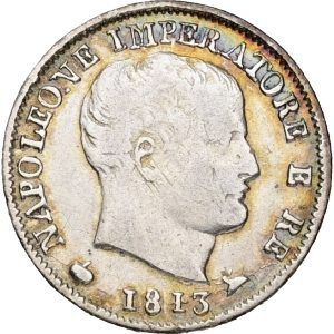 Italy, Napoleonic Kingdom, Napoleon I, 5 Soldi 1813 M, Milano, C 5.1, VF-F