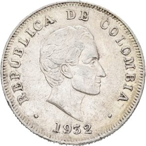 Colombia, 50 Centavos 1932 B, KM 193.1, EF-VF