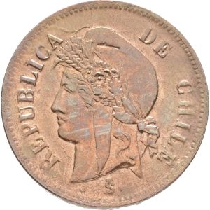 Chile, Un Centavo 1886, KM 146a, EF, wiped.