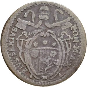 Papal States, Pius VI, Quattrino ND (1784), KM 142, VF-F