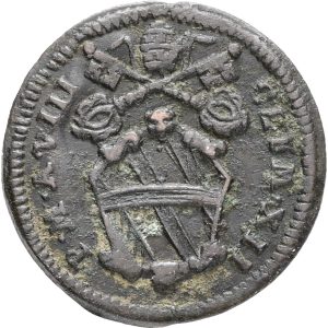 Papal States, Clemens XII, Quattrino 1738, KM 883, VF