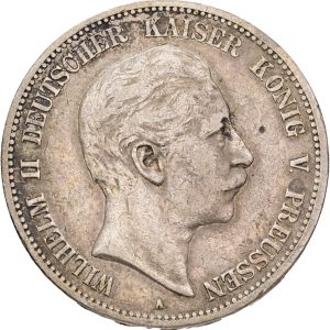 Germany, Preussen, 5 Mark 1891 A, KM 523, VF-F
