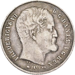 Frederik VII, 1/2 rigsdaler 1855 VS, Sieg 12, H 9, kv. 1+-1