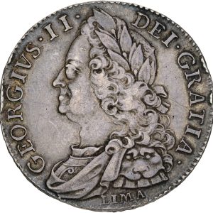 England, George II, Halfcrown 1746, Lima, DECIMO NONO, S 3695 A, VF/EF-VF