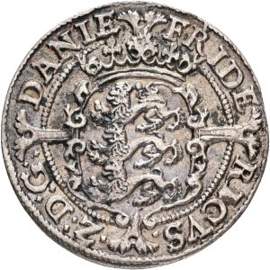 Frederik II, 8 skilling 1582, Sieg 14, H 26, 01-1+, let rens, slibespor på rand.