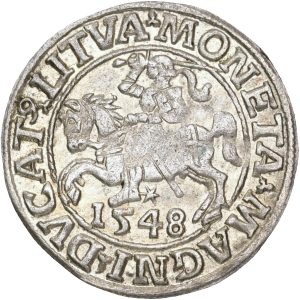 Lithuania, Sigismund II Augustus, 1/2 Groat 1548, Kop 3240, EF-V, weakly struck.