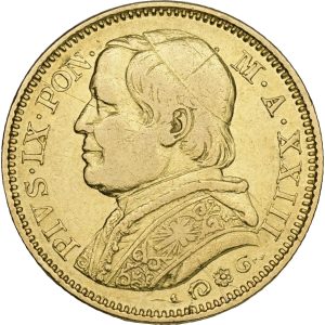 Papal States, Pius IX, 20 Lire 1868, XXIII, KM 1382, F 280, VF