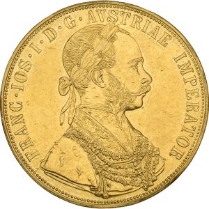 Austria, Franz Joseph, 4 Ducats 1915 (restrike), KM 2276, F 488, AU, traces of handling.