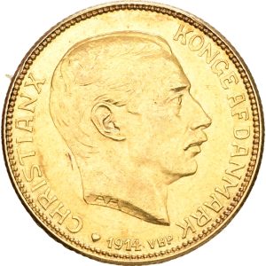 Christian X, 20 kroner 1914, Sieg 3.1, H 1A, F 299, kv. 01-1+/01
