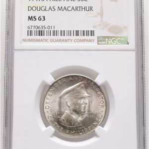 Philippines, 50 Centavos 'Douglas MacArthur', KM 184, graded MS63 by NGC.
