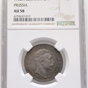 Germany, Prussia, Wilhelm II, 2 Mark 1908 A, KM 522, graded AU 58 by NGC.