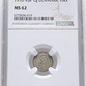 Frederik VIII, 10 øre 1910, Sieg 10.1, H 5, graderet MS 62 af NGC.