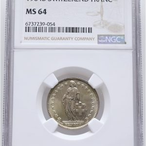 Switzerland, 1 Franken 1964 B, KM 24, graded MS 64 by NGC.