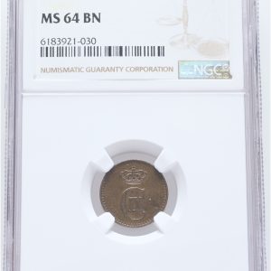 Christian IX, 1 øre 1875, Sieg 1.1, H 19A, graderet MS 64 BN.
