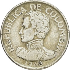 Columbia, 50 Centavos 1948, KM 209, VF-F