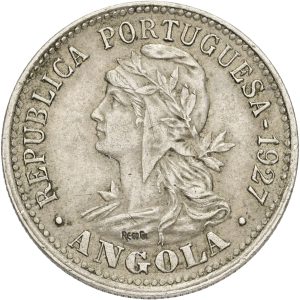 Angola, 20 Centavos / 4 Macutas 1927, KM 68, VF