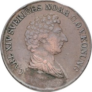 Sverige, Karl XIV Johan, skilling banco 1840, SM 152, 1+-1, hugpibemærke, korr.