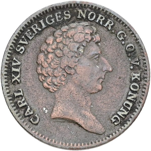 Sverige, Karl XIV Johan,  1/6 skilling 1832, SM 135, 1+-1, blanketfejl.