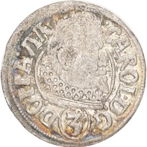 Dutchy of Troppau, Karl I of Liechtenstein, 3 Kreuzers 1618, KM 13, F
