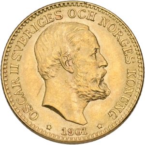 Sverige, Oscar II, 10 kronor 1901, SM 33, F 946, kv. 01-1+