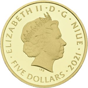 Niue, Elizabeth II, 5 Dollars 2021, H. C. Andersen, Au, 3.11 g 999/1000, Proof.