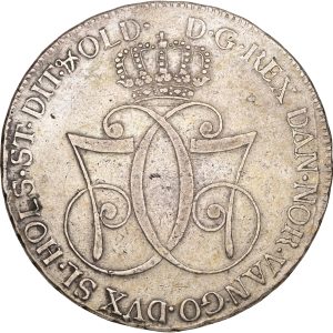 Christian VII, speciedaler 1777, Sieg 24.2, F 40.1, H 11D, kv. 1+