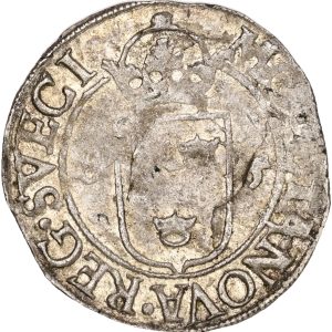 Sverige, Johan III, ½ Öre 1585, Stockholm , SM 94, en del bevaret møntskær, svagt præget, blanketfejl, kv. 1+-1