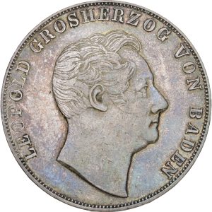 German States, Baden, Leopold I, 2 Gulden 1846 KM 222, EF-VF