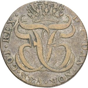 Dansk Vestindien / Danish West Indies, Frederik V, 12 skilling 1764 samtidig forfalskning, Sieg 6, H 5B, KM 6.2, kv. 1+-1