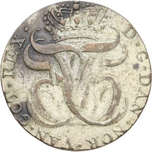 Dansk Vestindien / Danish West Indies, Frederik V, 12 skilling 1764 samtidig forfalskning, Sieg 6, H 5B, KM 6.2, kv. 1+