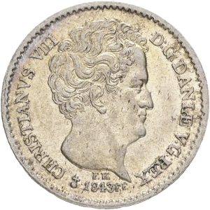 Christian VIII, 8 rigsbankskilling 1843, S 9, H 7, kv. 0-01