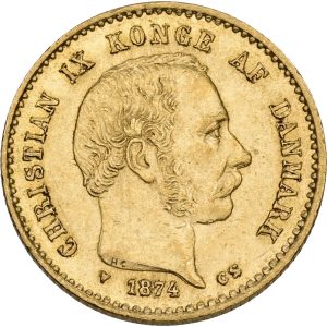 Christian IX, 10 kroner 1874, Sieg 1.1, H 9A, F 296, kv. 1+