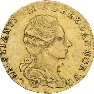 Christian VII, Kurantdukat 1783 B/CHL, Altona, Sieg 27.2, H 4B, FP 44.3, F 281, kv. 1+-1, ridser.