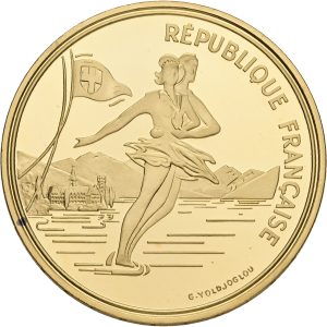 France, 500 Francs 1989, Au, 17 g 920/1000, KM 74