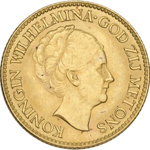 Netherlands, Wilhelmina, 10 Gulden 1926, Au, 6.72 g 900/1000, KM 162, F 351, EF-VF