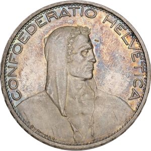 Switzerland, 5 Franken 1925, HMZ 2- 1199, KM 38, AU, prooflike character.