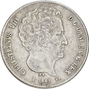 Christian VIII, 32 rigsbankskilling 1843 FF/FF, Sieg 11, H 5, kv. 1+-1