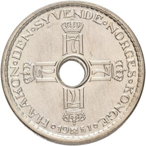 Norge, Haakon VII, krone 1951, NM 35, Sieg 3, kv. 0