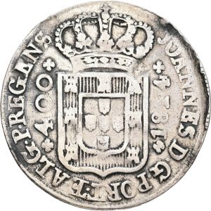 Portugal, João VI, Cruzado Novo 1814, KM 331, VF-F, traces of mounting, cleaned.