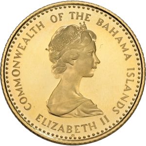 Bahamas, Elizabeth II, 10 Dollars 1971, Au, 3.99 g 917/1000, F 11, KM 25, UNC, Proof,