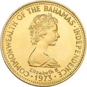 Bahamas, Elizabeth II, 200 Doallrs 1973, Au, 10,88 g 917/1000, F 18, KM 54, UNC, Prooflike, small traces of handling.