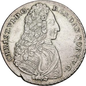 Christian VI, 4 mark / krone 1732, Sieg 5.2, H 4, kv. 1+, blanketfejl i rand.